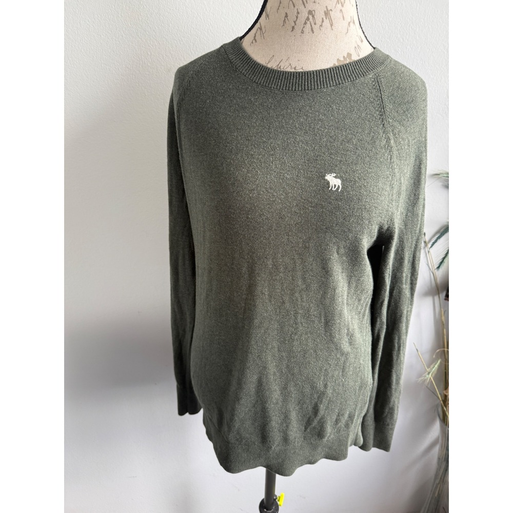 Abercrombie & Fitch Mens Sweater Crew Neck Long Sleeve Olive Green
